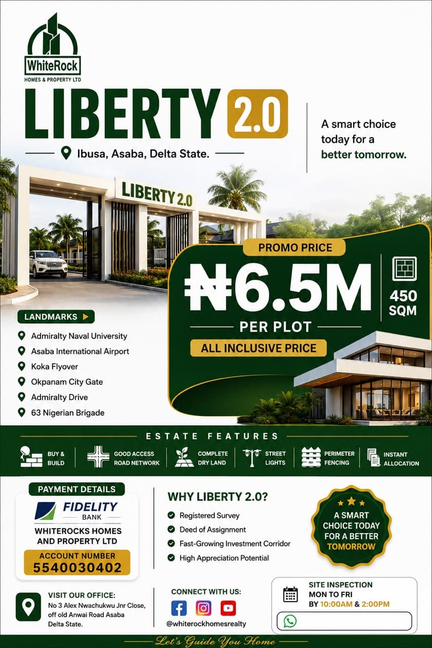 Liberty 2.0, Ibusa Asaba – 450sqm Residential Plot for Sale at ₦6.5M