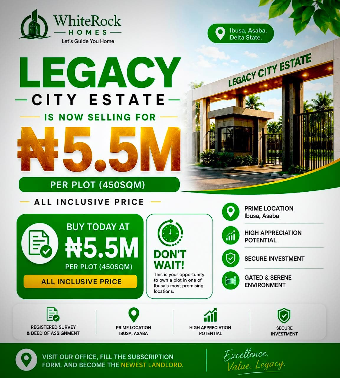 Legacy City Estate, Ibusa Asaba – 450sqm Residential Plot for Sale
